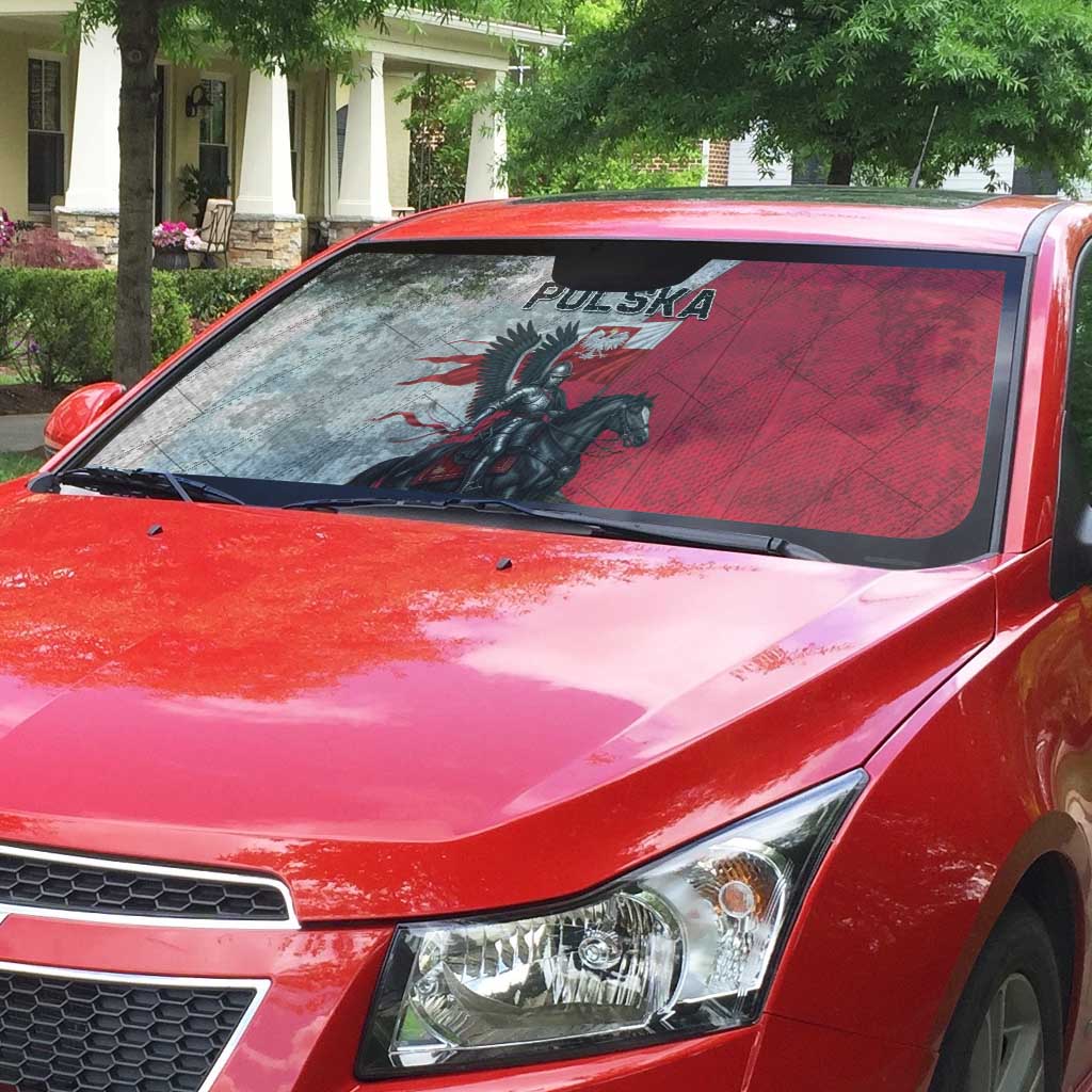 Poland Winged Hussar Warrior Auto Sun Shade Polska Flag Armor Spirit