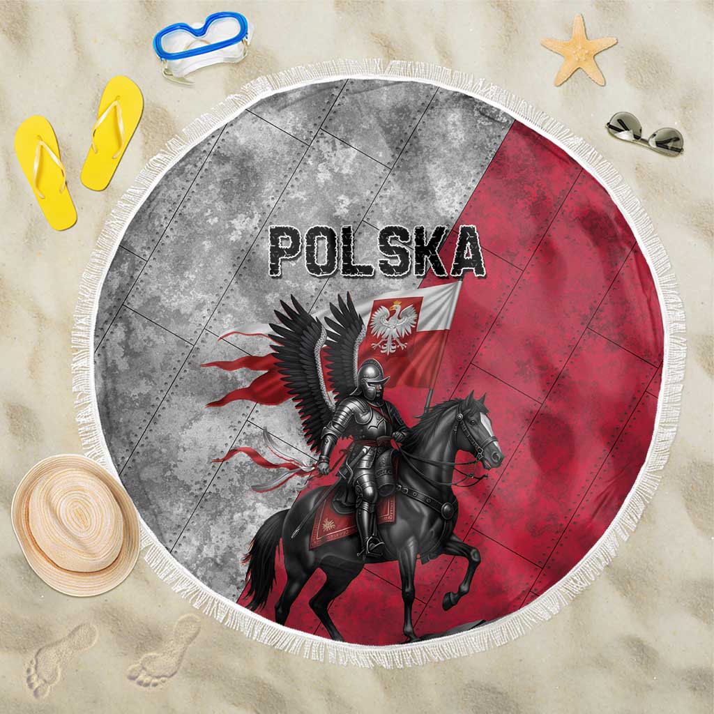 Poland Winged Hussar Warrior Beach Blanket Polska Flag Armor Spirit