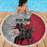 Poland Winged Hussar Warrior Beach Blanket Polska Flag Armor Spirit
