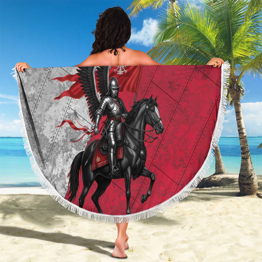 Poland Winged Hussar Warrior Beach Blanket Polska Flag Armor Spirit