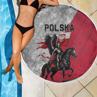 Poland Winged Hussar Warrior Beach Blanket Polska Flag Armor Spirit