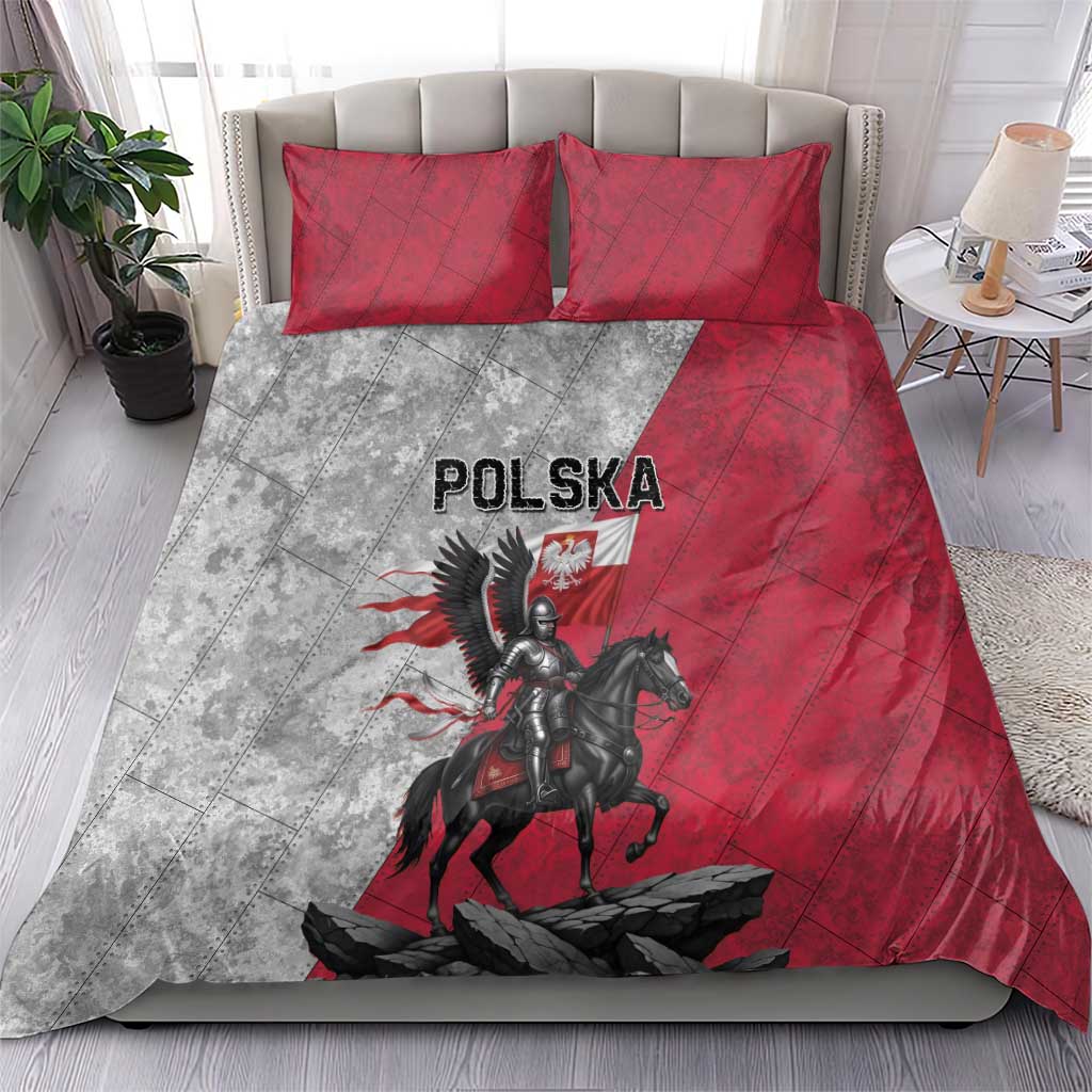 Poland Winged Hussar Warrior Bedding Set Polska Flag Armor Spirit