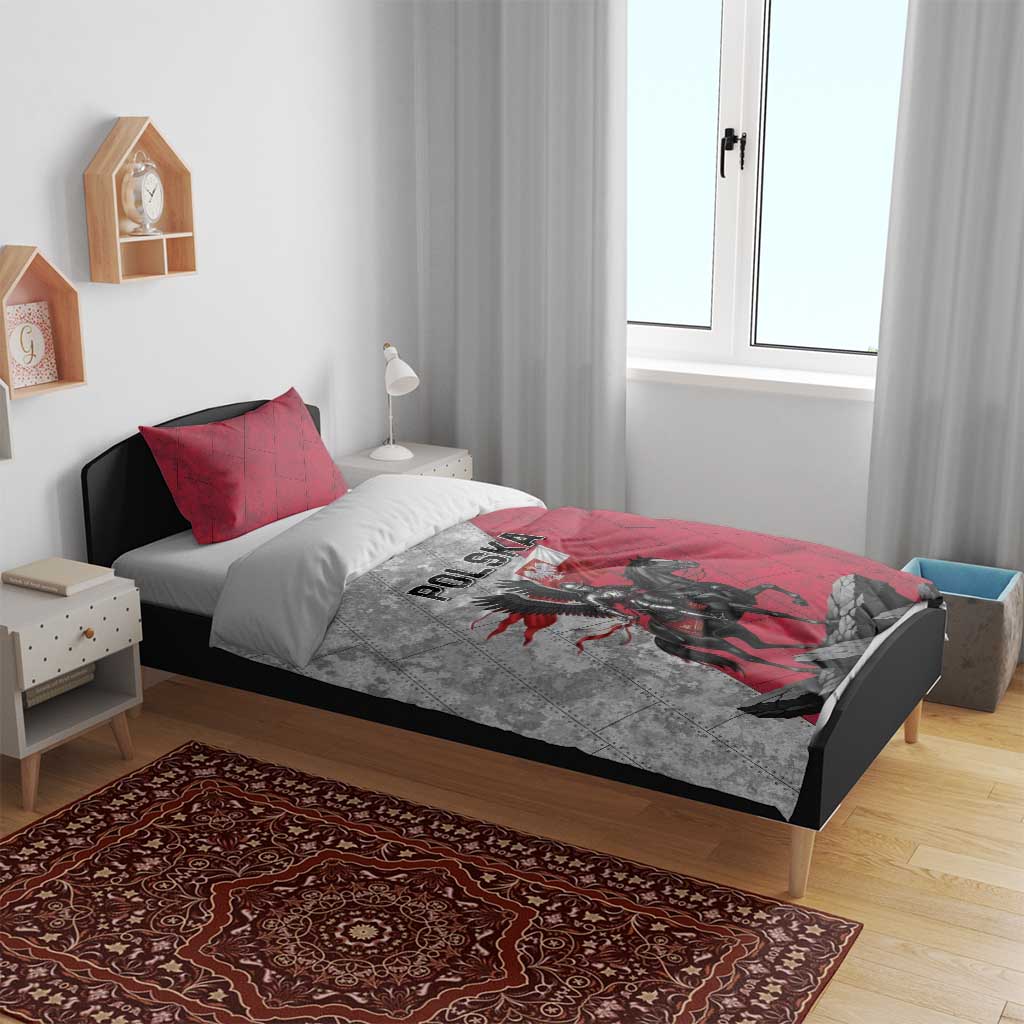 Poland Winged Hussar Warrior Bedding Set Polska Flag Armor Spirit