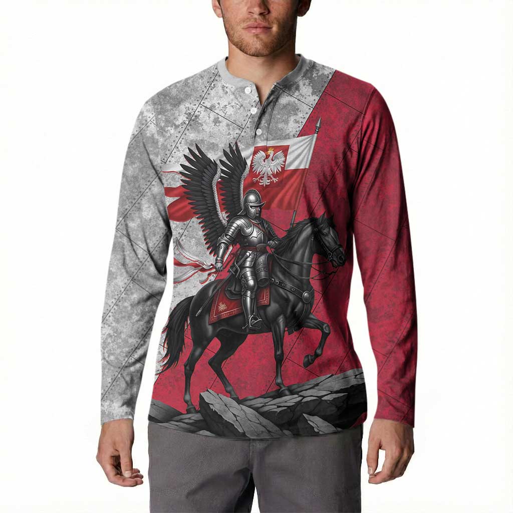Poland Winged Hussar Warrior Button Sweatshirt Polska Flag Armor Spirit