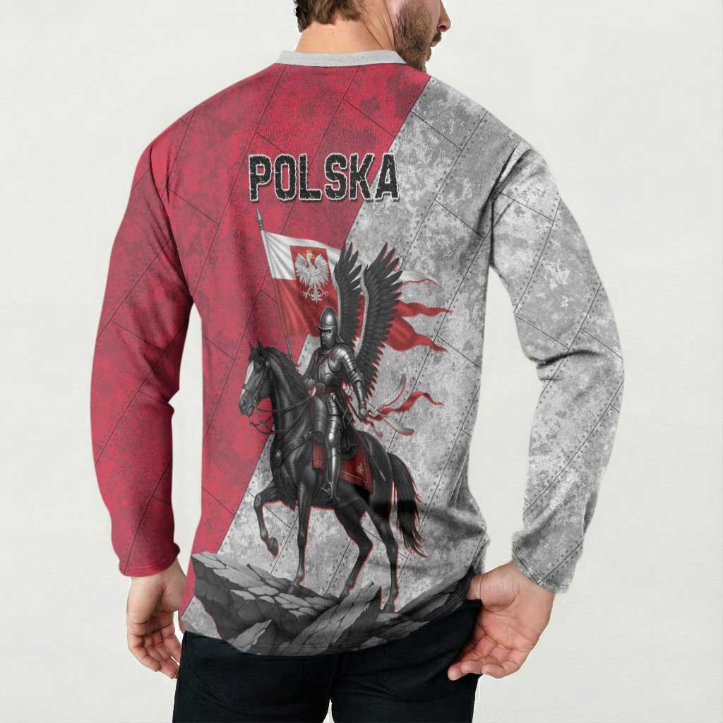 Poland Winged Hussar Warrior Button Sweatshirt Polska Flag Armor Spirit