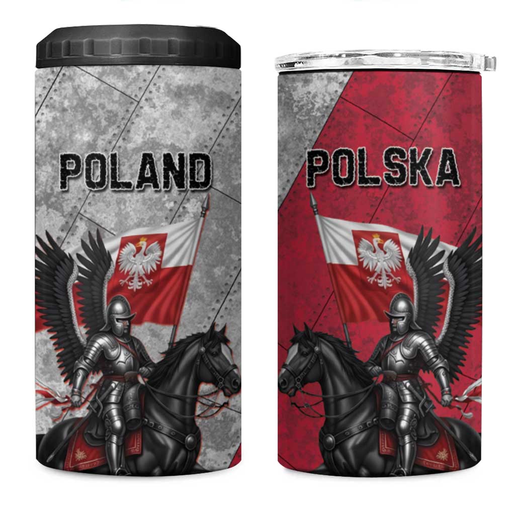 Poland Winged Hussar Warrior 4 in 1 Can Cooler Tumbler Polska Flag Armor Spirit