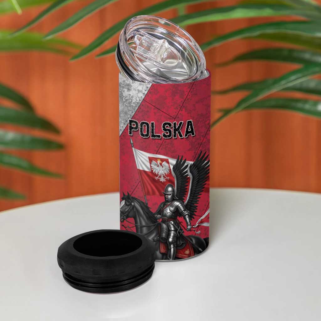 Poland Winged Hussar Warrior 4 in 1 Can Cooler Tumbler Polska Flag Armor Spirit