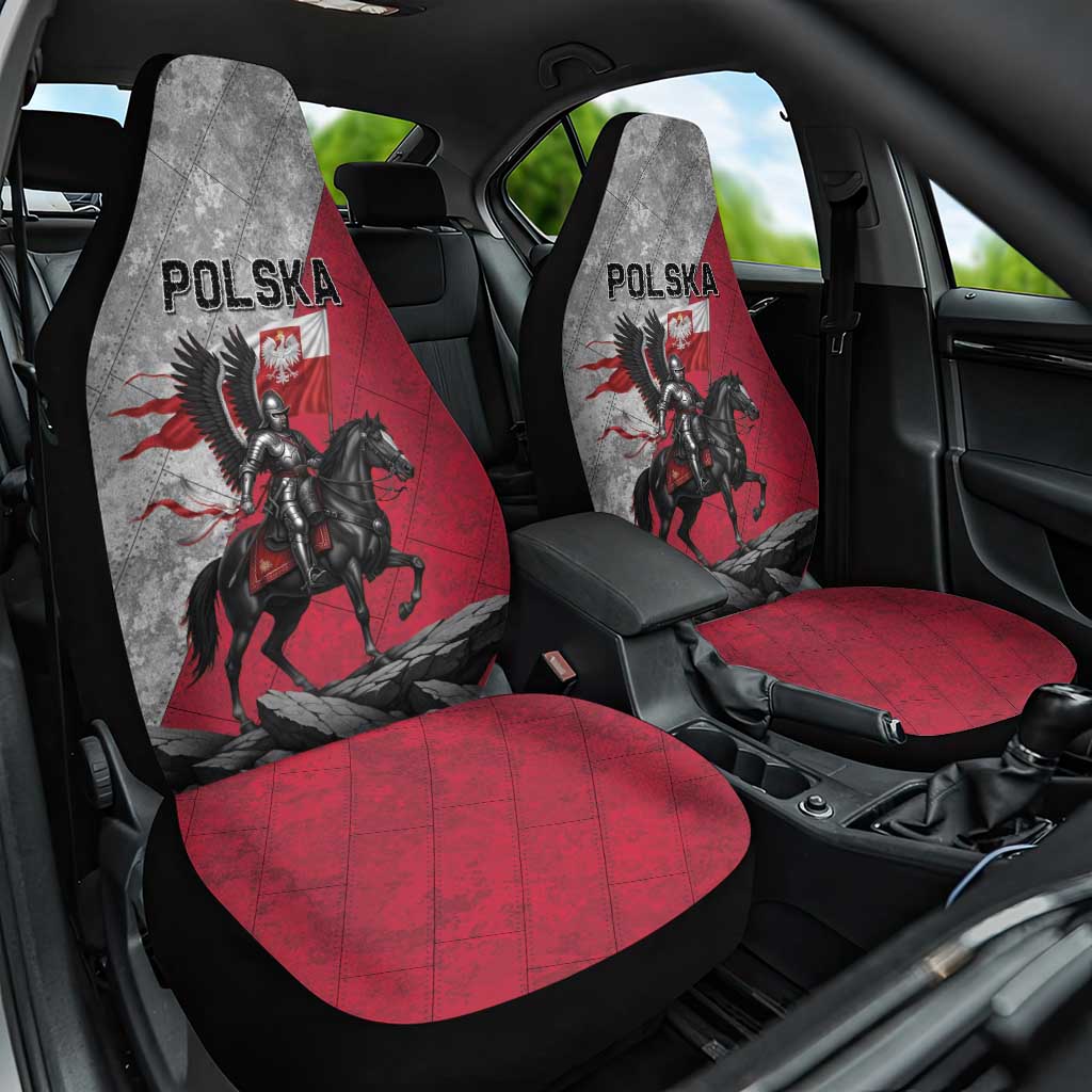 Poland Winged Hussar Warrior Car Seat Cover Polska Flag Armor Spirit