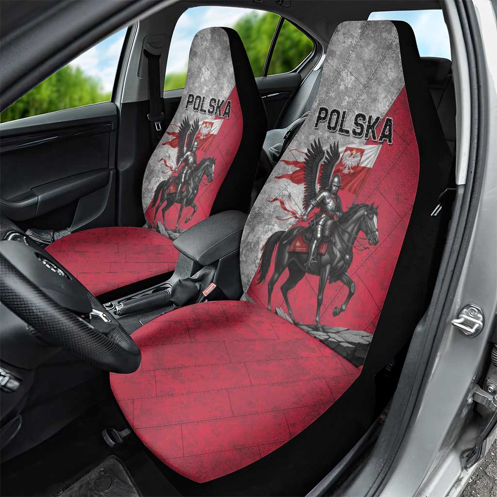 Poland Winged Hussar Warrior Car Seat Cover Polska Flag Armor Spirit
