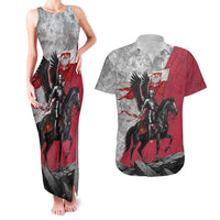 Poland Winged Hussar Warrior Couples Matching Tank Maxi Dress and Hawaiian Shirt Polska Flag Armor Spirit