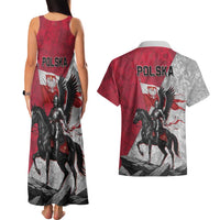 Poland Winged Hussar Warrior Couples Matching Tank Maxi Dress and Hawaiian Shirt Polska Flag Armor Spirit