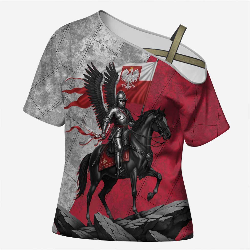 Poland Winged Hussar Warrior Cross Shoulder Shirt Polska Flag Armor Spirit