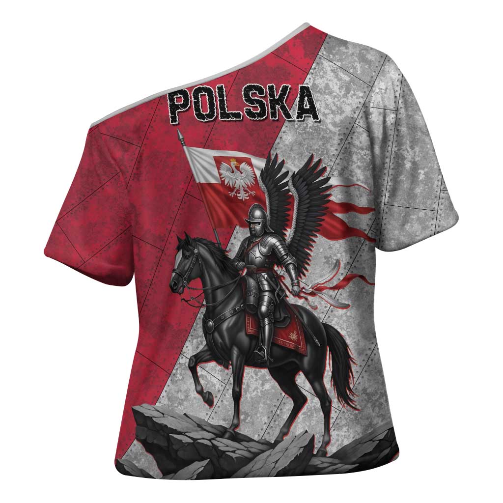 Poland Winged Hussar Warrior Cross Shoulder Shirt Polska Flag Armor Spirit