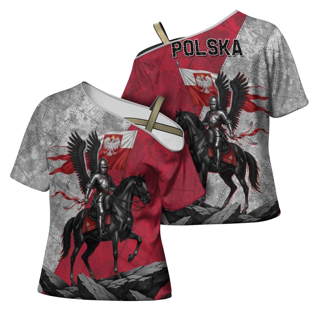 Poland Winged Hussar Warrior Cross Shoulder Shirt Polska Flag Armor Spirit