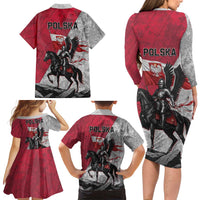 Poland Winged Hussar Warrior Family Matching Long Sleeve Bodycon Dress and Hawaiian Shirt Polska Flag Armor Spirit