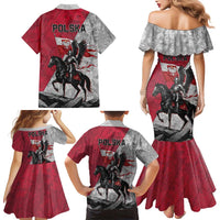 Poland Winged Hussar Warrior Family Matching Mermaid Dress and Hawaiian Shirt Polska Flag Armor Spirit