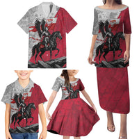 Poland Winged Hussar Warrior Family Matching Puletasi and Hawaiian Shirt Polska Flag Armor Spirit