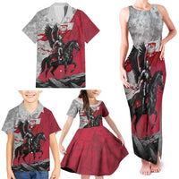 Poland Winged Hussar Warrior Family Matching Tank Maxi Dress and Hawaiian Shirt Polska Flag Armor Spirit