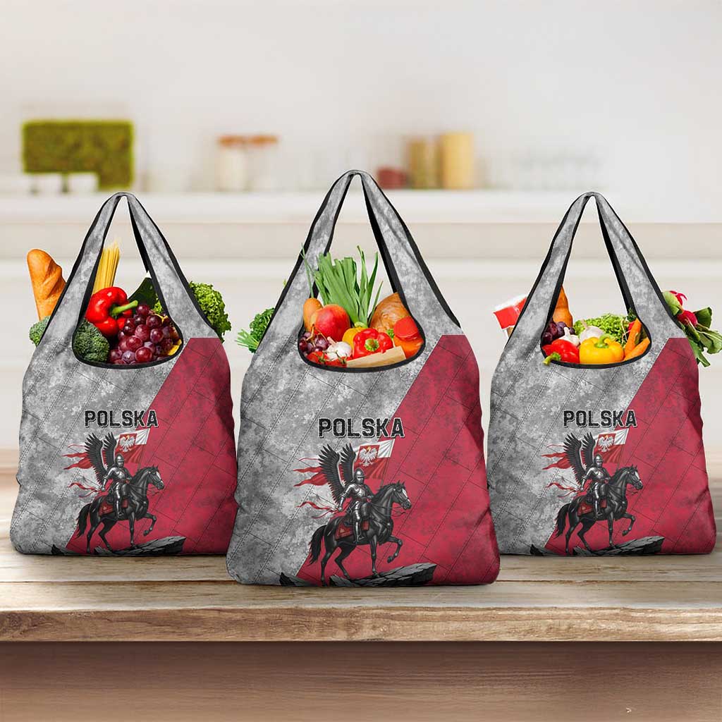 Poland Winged Hussar Warrior Grocery Bag Polska Flag Armor Spirit