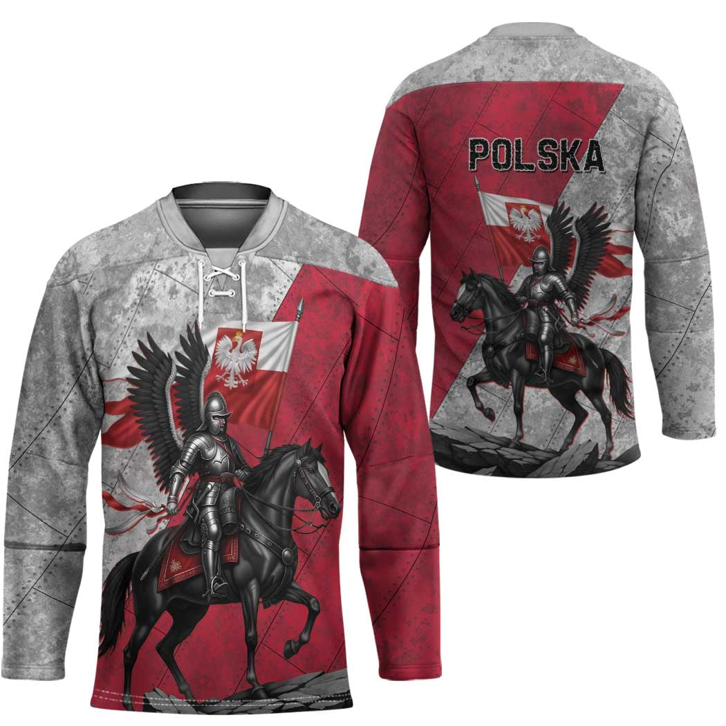 Poland Winged Hussar Warrior Hockey Jersey Polska Flag Armor Spirit
