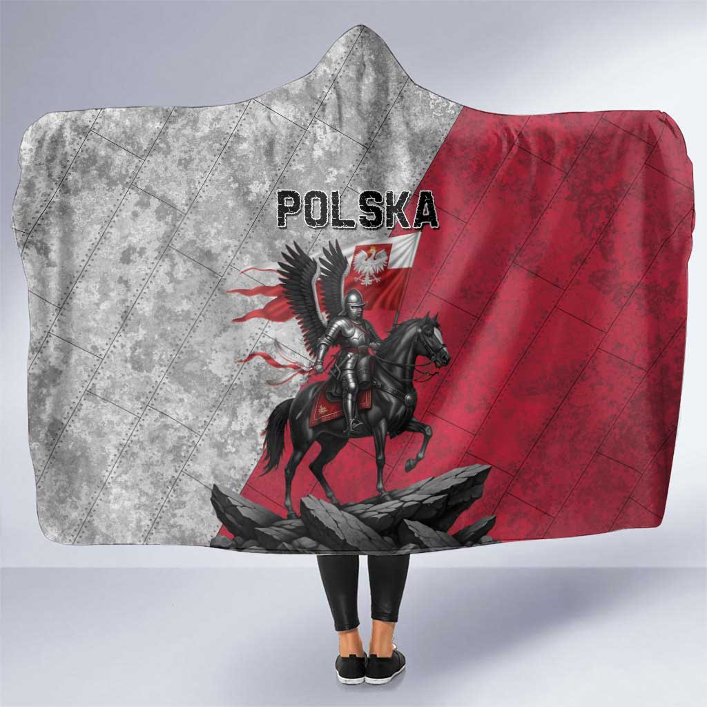 Poland Winged Hussar Warrior Hooded Blanket Polska Flag Armor Spirit