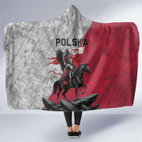 Poland Winged Hussar Warrior Hooded Blanket Polska Flag Armor Spirit