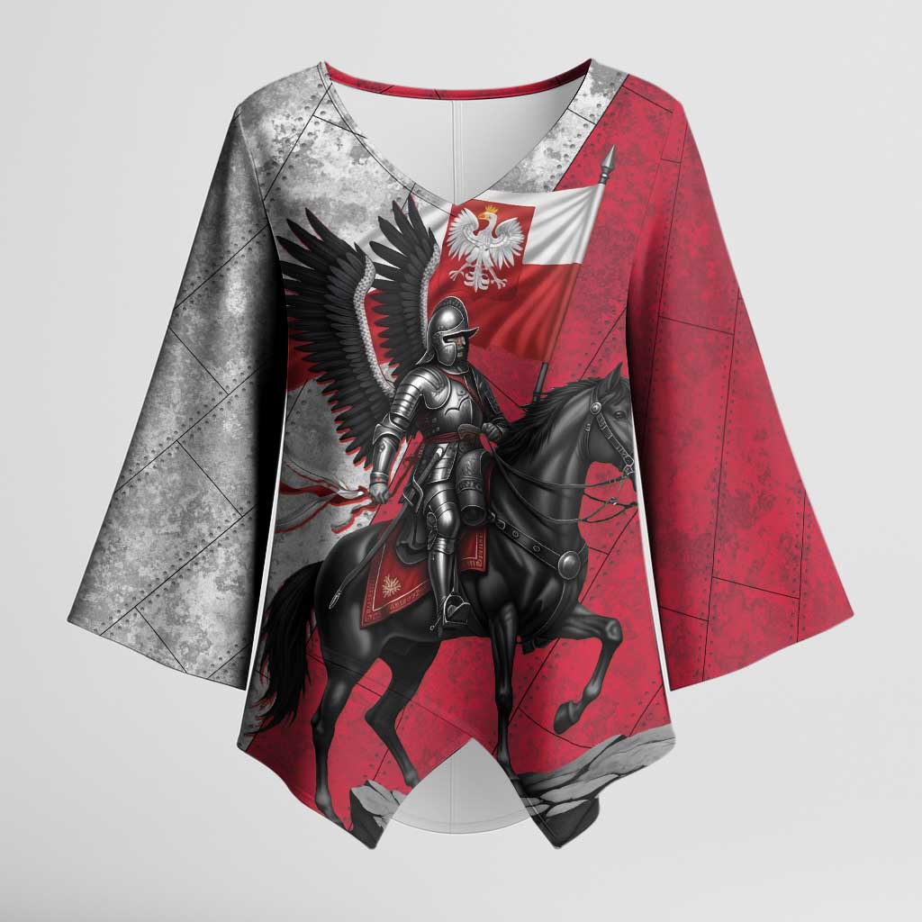Poland Winged Hussar Warrior Kimono Sleeve Blouse Polska Flag Armor Spirit