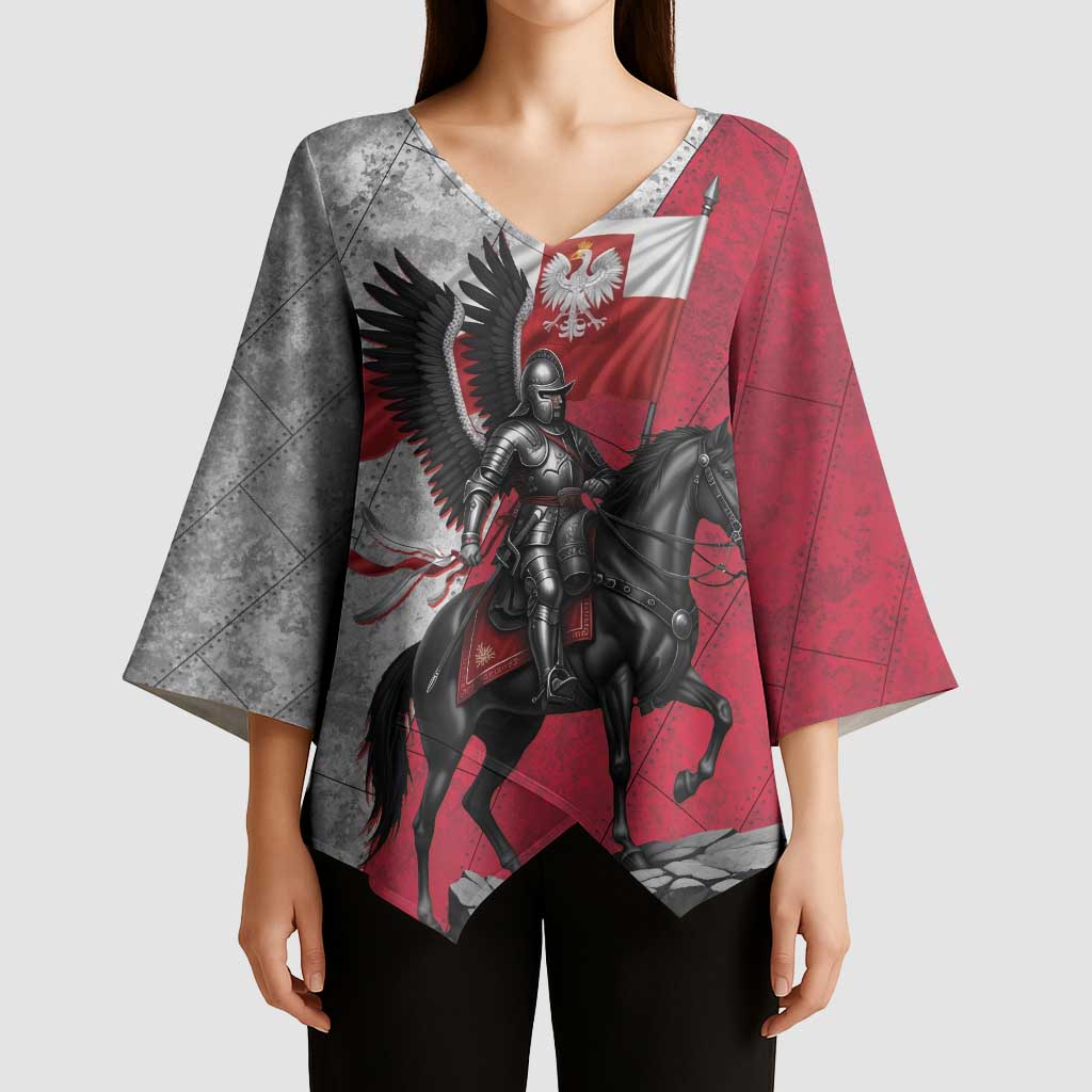 Poland Winged Hussar Warrior Kimono Sleeve Blouse Polska Flag Armor Spirit