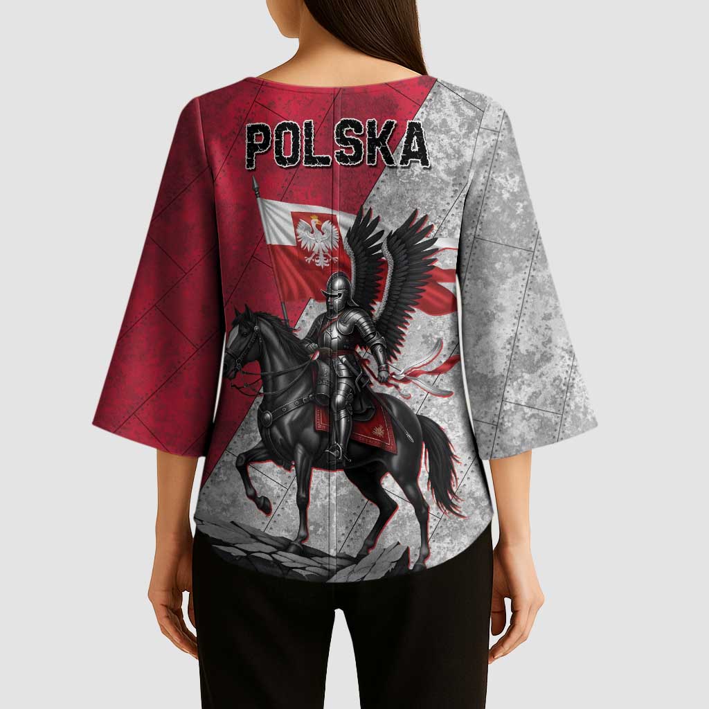 Poland Winged Hussar Warrior Kimono Sleeve Blouse Polska Flag Armor Spirit