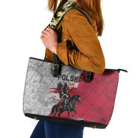 Poland Winged Hussar Warrior Leather Tote Bag Polska Flag Armor Spirit