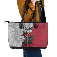 Poland Winged Hussar Warrior Leather Tote Bag Polska Flag Armor Spirit