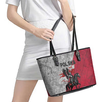 Poland Winged Hussar Warrior Leather Tote Bag Polska Flag Armor Spirit