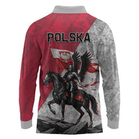 Poland Winged Hussar Warrior Long Sleeve Polo Shirt Polska Flag Armor Spirit
