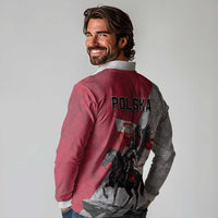 Poland Winged Hussar Warrior Long Sleeve Polo Shirt Polska Flag Armor Spirit