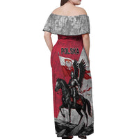 Poland Winged Hussar Warrior Off Shoulder Maxi Dress Polska Flag Armor Spirit