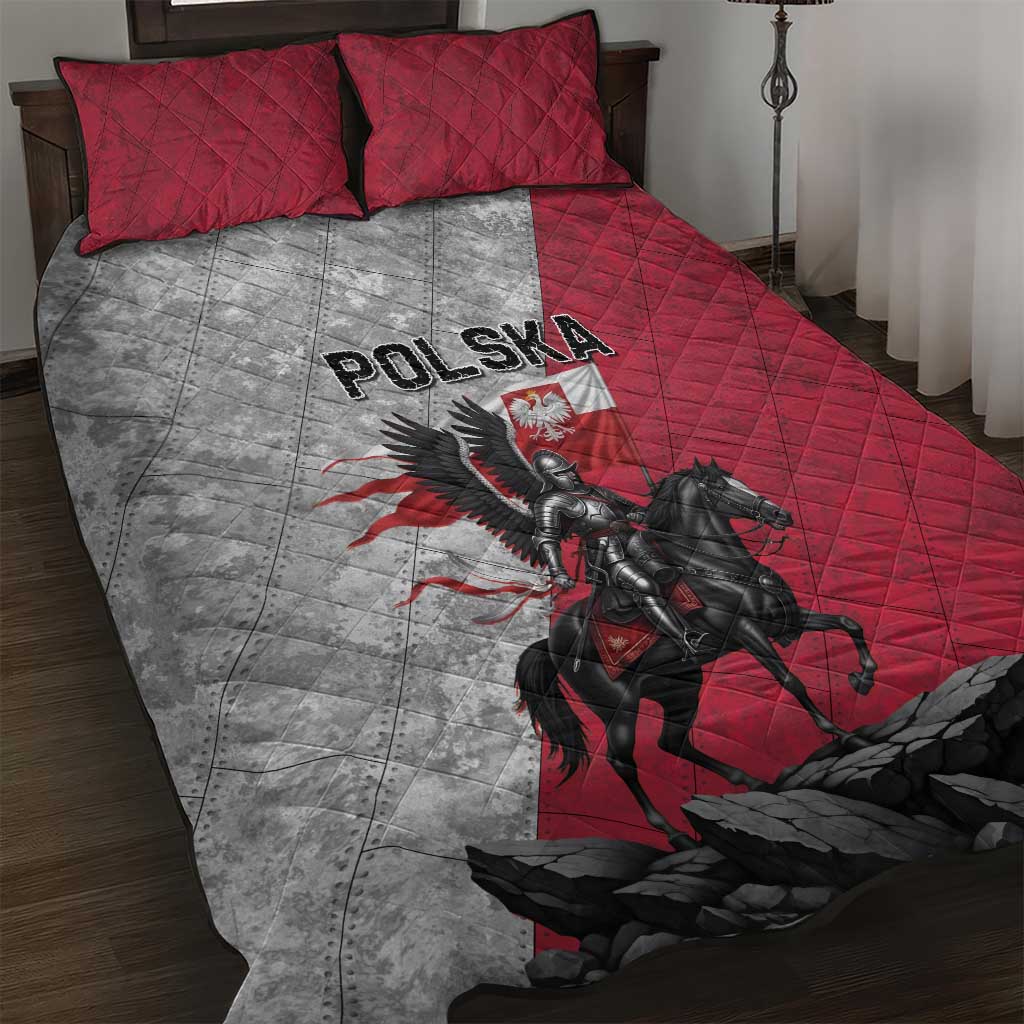 Poland Winged Hussar Warrior Quilt Bed Set Polska Flag Armor Spirit