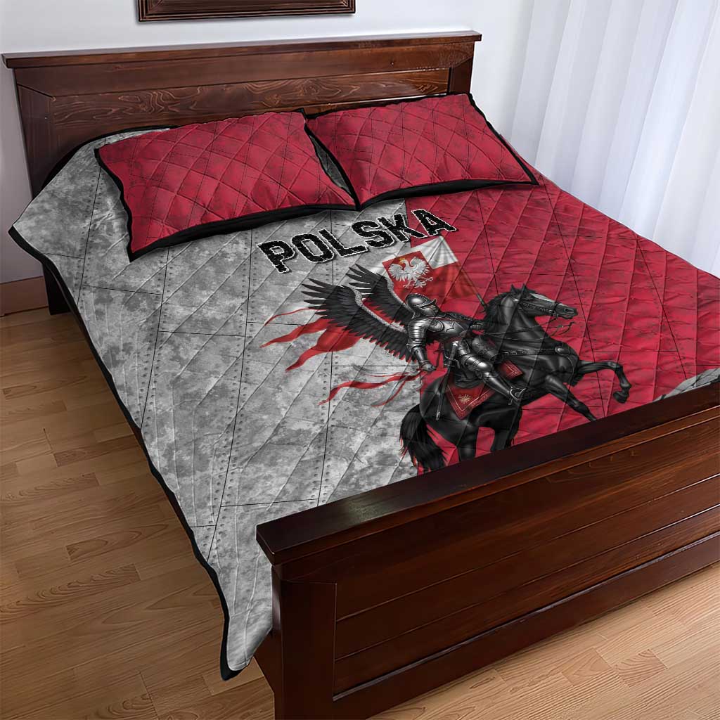 Poland Winged Hussar Warrior Quilt Bed Set Polska Flag Armor Spirit