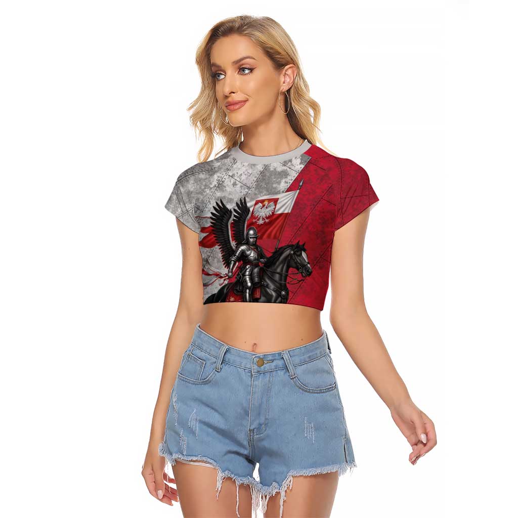 Poland Winged Hussar Warrior Raglan Cropped T Shirt Polska Flag Armor Spirit