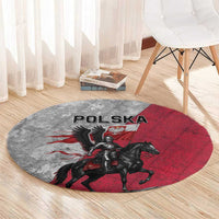 Poland Winged Hussar Warrior Round Carpet Polska Flag Armor Spirit
