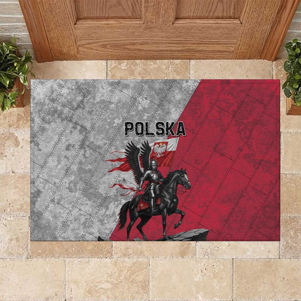 Poland Winged Hussar Warrior Rubber Doormat Polska Flag Armor Spirit