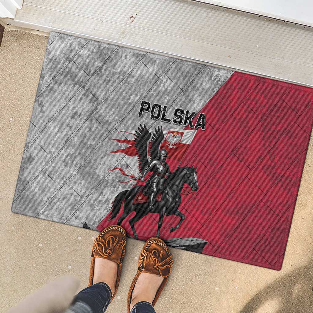 Poland Winged Hussar Warrior Rubber Doormat Polska Flag Armor Spirit