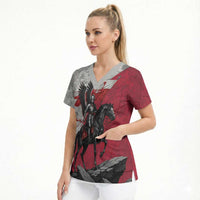 Poland Winged Hussar Warrior Scrub Top Polska Flag Armor Spirit