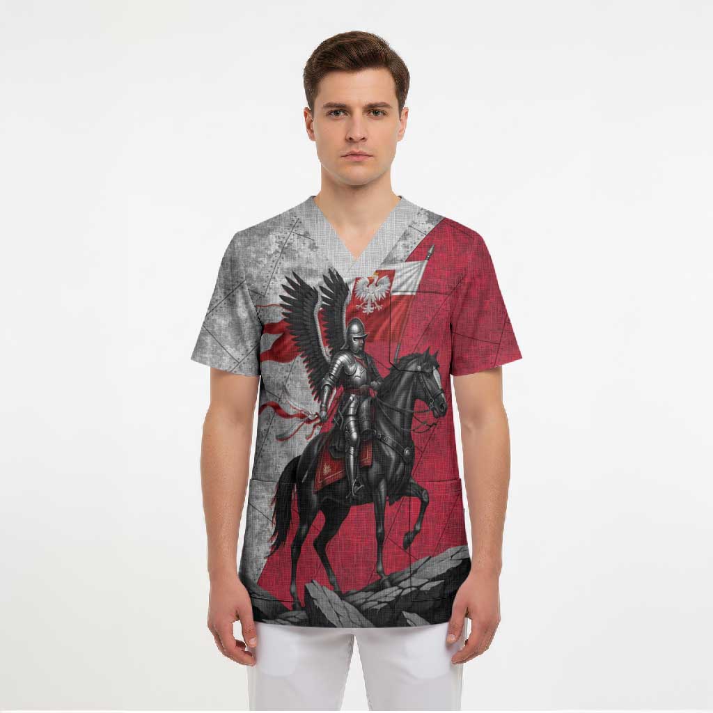 Poland Winged Hussar Warrior Scrub Top Polska Flag Armor Spirit