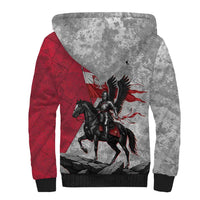 Poland Winged Hussar Warrior Sherpa Hoodie Polska Flag Armor Spirit