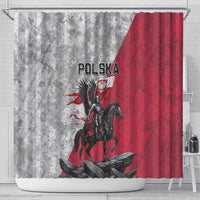 Poland Winged Hussar Warrior Shower Curtain Polska Flag Armor Spirit