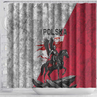 Poland Winged Hussar Warrior Shower Curtain Polska Flag Armor Spirit