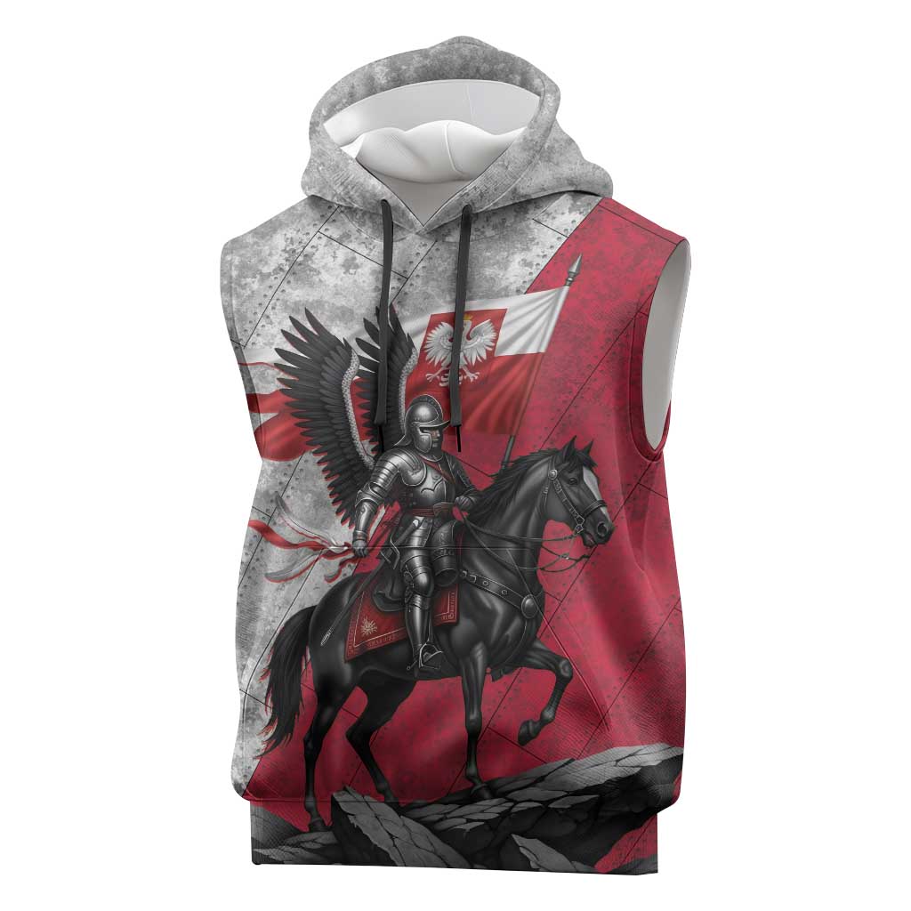 Poland Winged Hussar Warrior Sleeveless Hoodie Polska Flag Armor Spirit