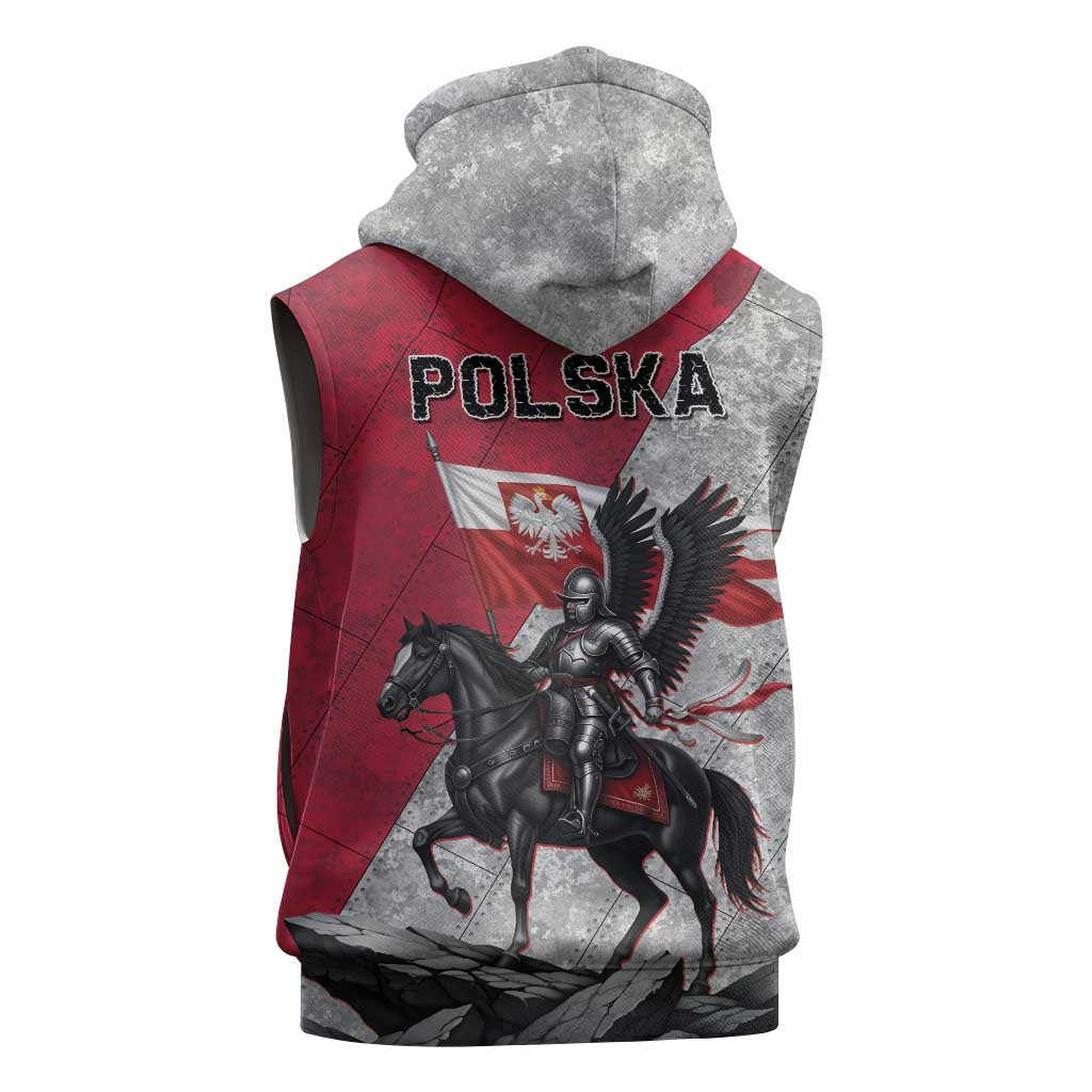 Poland Winged Hussar Warrior Sleeveless Hoodie Polska Flag Armor Spirit