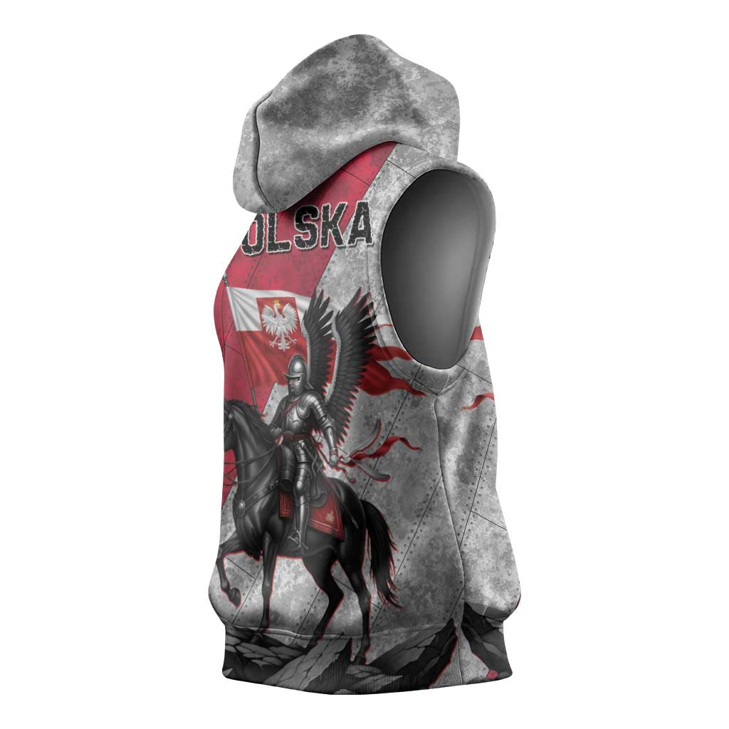 Poland Winged Hussar Warrior Sleeveless Hoodie Polska Flag Armor Spirit