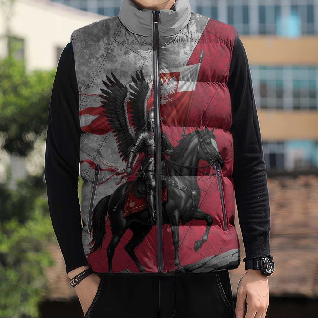 Poland Winged Hussar Warrior Sleeveless Puffer Jacket Polska Flag Armor Spirit